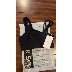 LSKD Galvanise Sports Bra 2.0 Black Asymmetric Strappy Back Women's XS New NWT